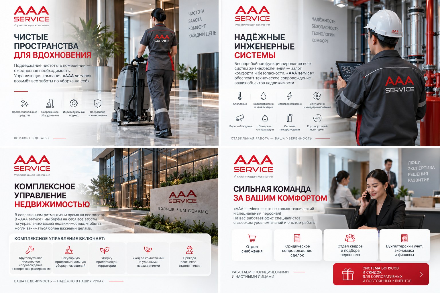Ключевые направления AAA SERVICE: клининг, инженерные системы, комплексное управление и сильная команда